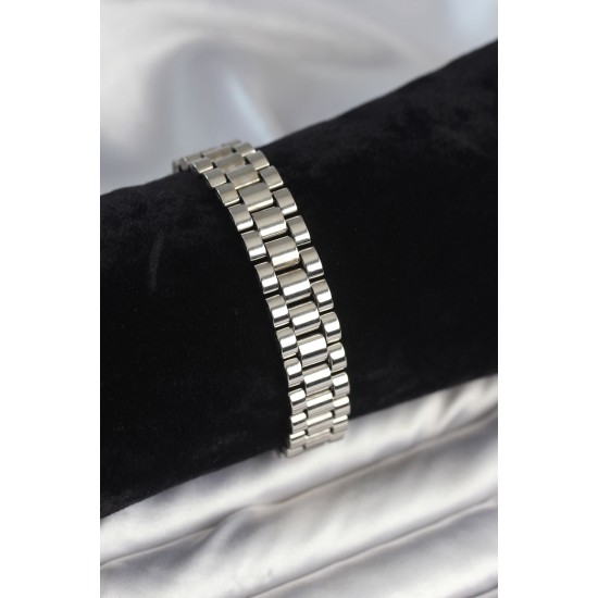 316L Çelik Gümüş Renk 12 mm Kalınlık Erkek Bileklik - TJ-EB3777