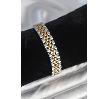 316L Çelik 12 mm Kalınlıkta Gold ve Gümüş Renkli Erkek Bileklik - TJ-EB3778