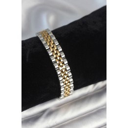316L Çelik 12 mm Kalınlıkta Gold ve Gümüş Renkli Erkek Bileklik TJ-EB3778