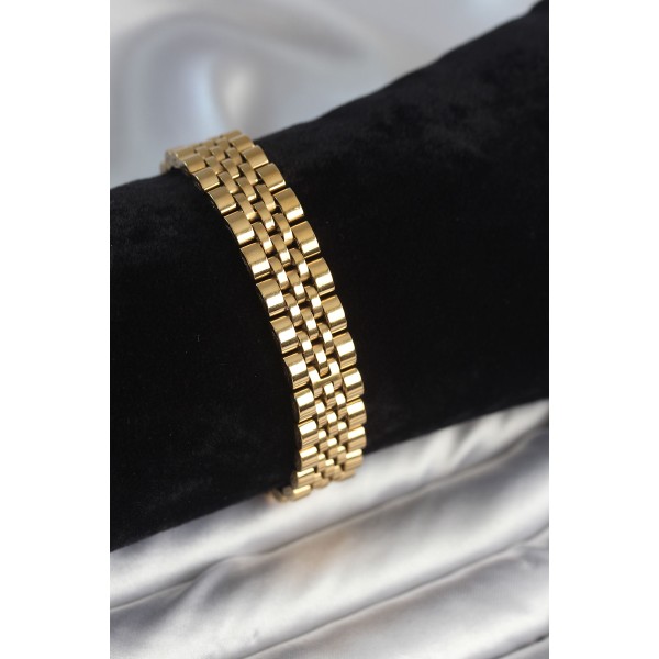 316L Çelik 12 mm Kalınlıkta Gold Renkli Erkek Bileklik - TJ-EB3779