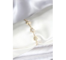 Yıldız Model Zirkon Taşlı Gold Renk Pirinç Su Yolu Kadın Bileklik - TJ-BB8096