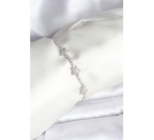 Yıldız Model Zirkon Taşlı Gümüş Renk Pirinç Su Yolu Kadın Bileklik - TJ-BB8097