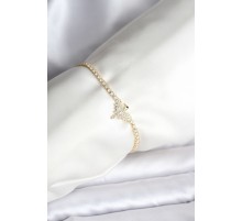 Anka Kuşu Model Zirkon Taşlı Gold Renk Pirinç Su Yolu Kadın Bileklik - TJ-BB8098