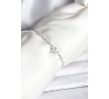 Anka Kuşu Model Zirkon Taşlı Gümüş Renk Pirinç Su Yolu Kadın Bileklik - TJ-BB8099