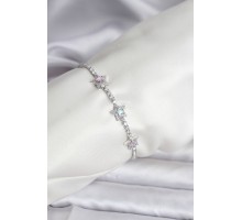 Renkli Yıldız Model Zirkon Taşlı Gümüş Renk Pirinç Su Yolu Kadın Bileklik - TJ-BB8101