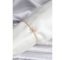 Kelebek Model Zirkon Taşlı Gold Renk Pirinç Su Yolu Kadın Bileklik - TJ-BB8102
