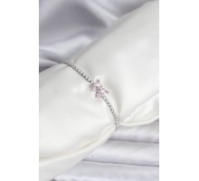 Kelebek Model Zirkon Taşlı Gümüş Renk Pirinç Su Yolu Kadın Bileklik - TJ-BB8103