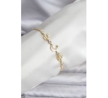 Charmlı Model Zirkon Taşlı Gold Renk Su Yolu Kadın Bileklik - TJ-BB8108