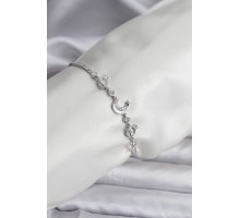 Charmlı Model Zirkon Taşlı Gümüş Renk Su Yolu Kadın Bileklik - TJ-BB8109