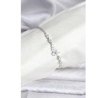 Çiçekli Model Zirkon Taşlı Gümüş Renk Su Yolu Kadın Bileklik - TJ-BB8111