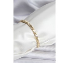 14K Gold Renk Kaplama Kare Zincir Model CM Kadın Bileklik - TJ-BB8114