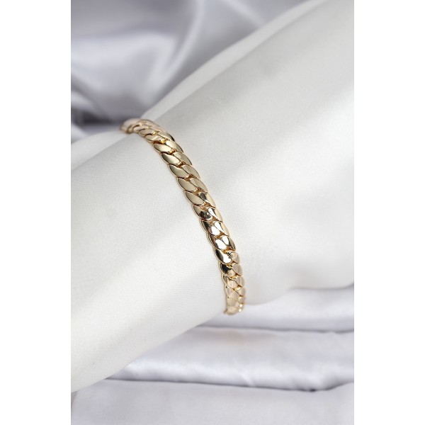 14K Gold Renk Kaplama Ezme Zincir Model Kadın Bileklik - TJ-BB8116