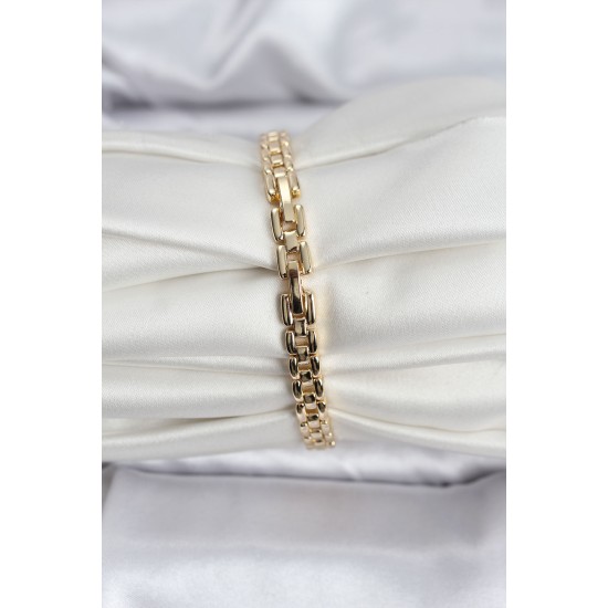 14K Gold Renk Kaplama Zirkon Kare Taşlı CM Kadın Bileklik - TJ-BB8118