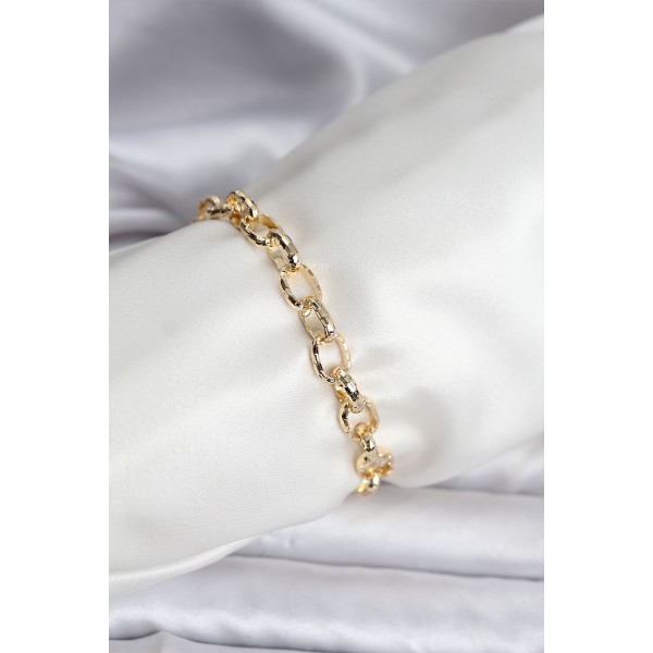 14K Gold Renk Kaplama Lazerli Zincir Model CM Kadın Bileklik - TJ-BB8120