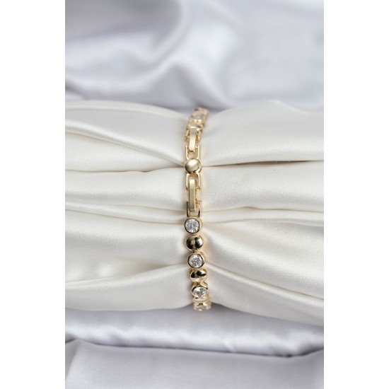 14K Gold Renk Kaplama Zirkon Taşlı CM Kadın Bileklik - TJ-BB8123