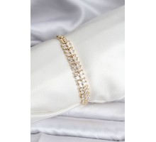 14K Gold Renk Kaplama Başak Model Zirkon Taşlı CM Kadın Bileklik - TJ-BB8124