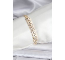 14K Gold Renk Kaplama Başak Model Zirkon Taşlı CM Kadın Bileklik - TJ-BB8124