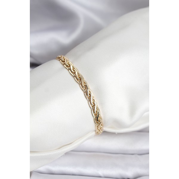 14K Gold Renk Kaplama Lazer Zincir Model CM Kadın Bileklik - TJ-BB8125