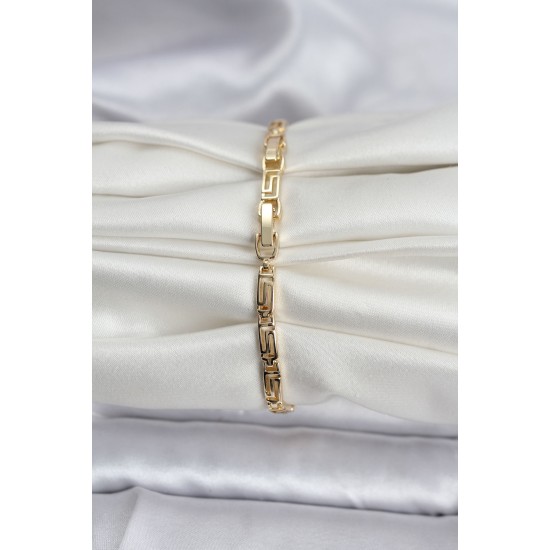 14K Gold Renk Kaplama Zirkon Taşlı Baget Model CM Kadın Bileklik - TJ-BB8126