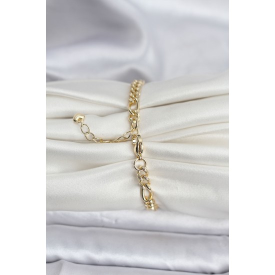 14K Gold Renk Kaplama Lazerli Zincir Model CM Kadın Bileklik - TJ-BB8136