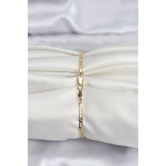 14K Gold Renk Kaplama Minimal Zincir Model CM Kadın Bileklik - TJ-BB8137