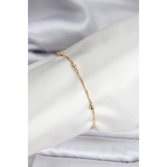 14K Gold Renk Kaplama Topçuklu Model CM Kadın Bileklik - TJ-BB8138