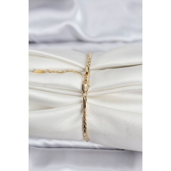 14K Gold Renk Kaplama Zincirli Model CM Kadın Bileklik - TJ-BB8139