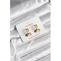 14K Gold Renk Kaplama Zirkon Taşlı Halka Model CM Kadın Küpe TJ-BKP11410