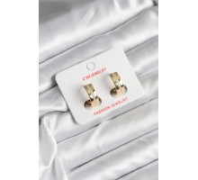 14K Gold Renk Kaplama Zirkon Taşlı Halka Model CM Kadın Küpe - TJ-BKP11410