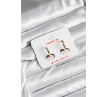 14K Gold Renk Kaplama Zirkon Taşlı Halka Model CM Kadın Küpe - TJ-BKP11418