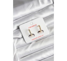 14K Gold Renk Kaplama Zirkon Taşlı Halka Model CM Kadın Küpe - TJ-BKP11418