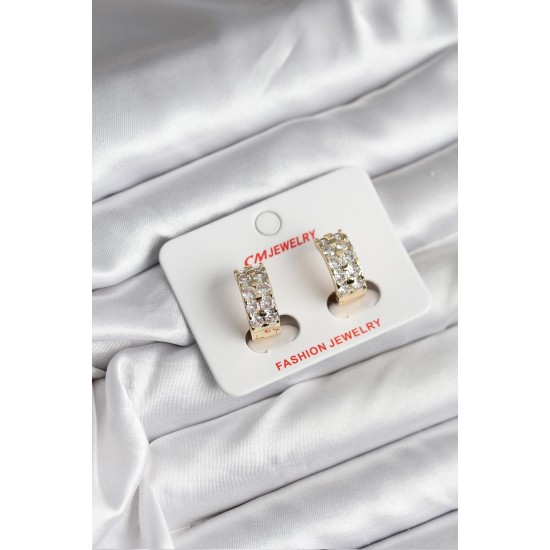 14K Gold Renk Kaplama Zirkon Taşlı CM Kadın Küpe - TJ-BKP11419