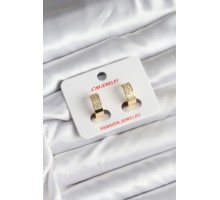 14K Gold Renk Kaplama Zirkon Taşlı Halka CM Kadın Küpe - TJ-BKP11428