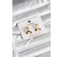 14K Gold Renk Kaplama Zirkon Taşlı Halka CM Kadın Küpe - TJ-BKP11428