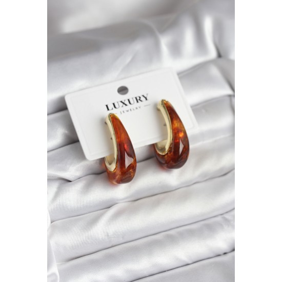 Pirinç Gold Renk Kahverengi Vintage Kadın Küpe - TJ-BKP11433