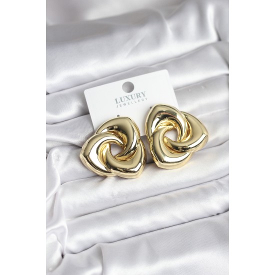 Pirinç Gold Renk Geometrik Vintage Kadın Küpe - TJ-BKP11437