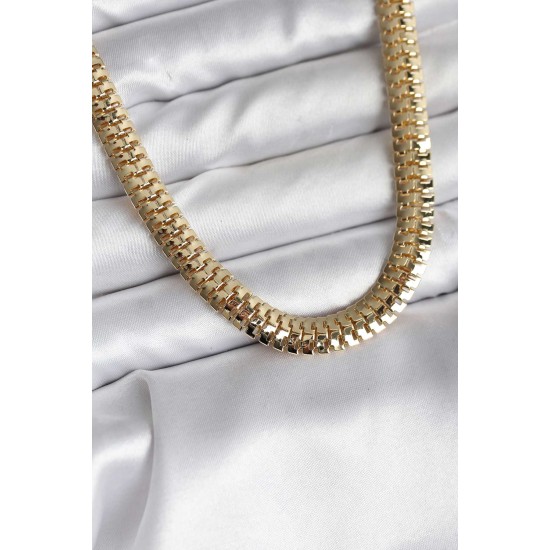 14K Gold Renk Kaplama Zincir Modelli CM Kadın Kolye - TJ-BKO10727