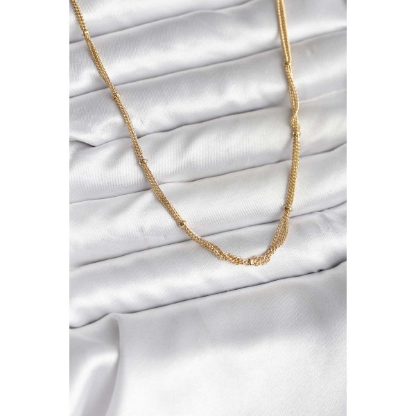 14K Gold Renk Kaplama Topçuk Zincirli Model CM Kadın Kolye - TJ-BKO10734