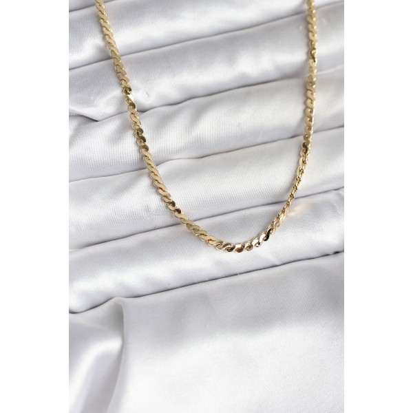 14K Gold Renk Kaplama Ezme Yılan Zincir Model CM Kadın Kolye - TJ-BKO10735