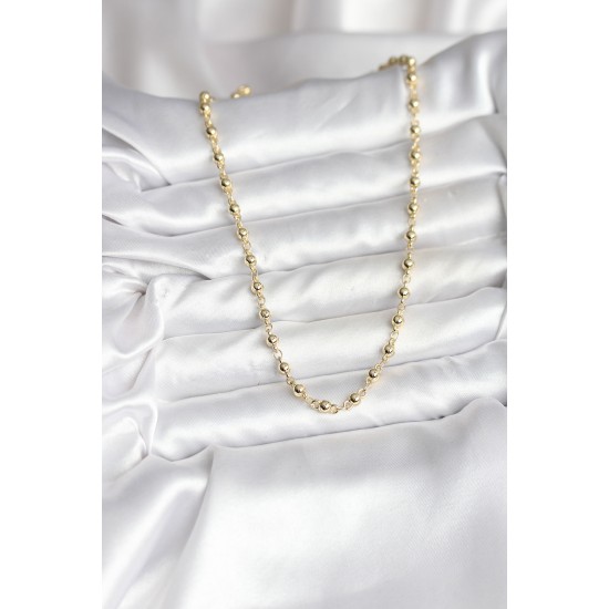 14K Gold Renk Kaplama Topçuklu Zincir Model CM Kadın Kolye - TJ-BKO10736