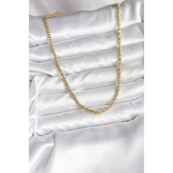 14K Gold Renk Kaplama Boru Zincir Model CM Kadın Kolye - TJ-BKO10740