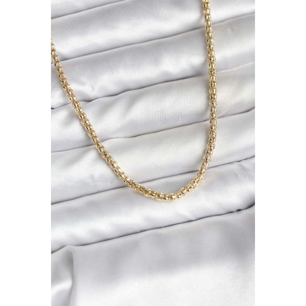 14K Gold Renk Kaplama Boru Zincir Model CM Kadın Kolye - TJ-BKO10740