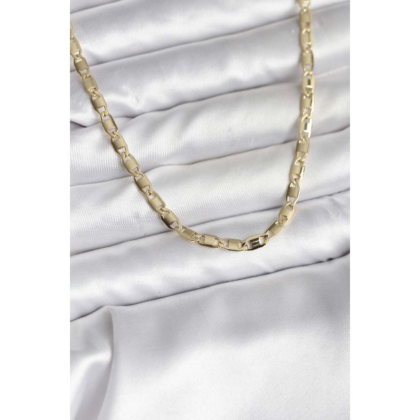 14K Gold Renk Kaplama Plaka Ezme Model Zincirli CM Kadın Kolye - TJ-BKO10743