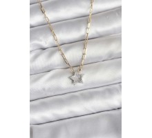 Pirinç Gold Renk Zincirli Zirkon Taşlı Minimal Yıldız Model Kadın Kolye - TJ-BKO10752