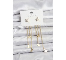 Kelebek Model Gold Renk Pirinç Sallantılı Kadın Küpe - TJ-BKP11457