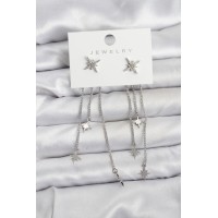 Kutup Yıldızı Model Gümüş Renk Pirinç Sallantılı Kadın Küpe TJ-BKP11458