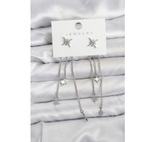 Kutup Yıldızı Model Gümüş Renk Pirinç Sallantılı Kadın Küpe - TJ-BKP11458