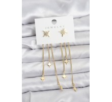 Kutup Yıldızı Model Gold Renk Pirinç Sallantılı Kadın Küpe - TJ-BKP11459