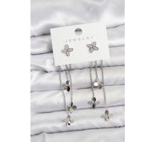 Lotus Model Gümüş Renk Pirinç Sallantılı Kadın Küpe - TJ-BKP11460