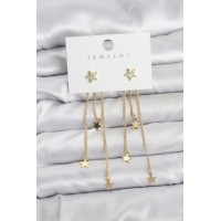 Yıldız Model Gold Renk Pirinç Sallantılı Kadın Küpe TJ-BKP11463